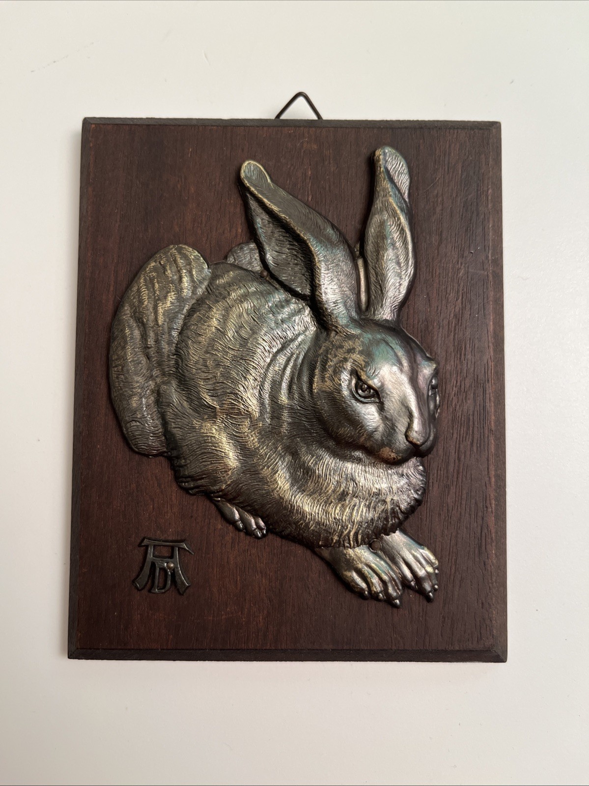 Albrecht Durer YOUNG HARE Wood & Metal Wall Plaque Bas Relief Rabbit Bunny