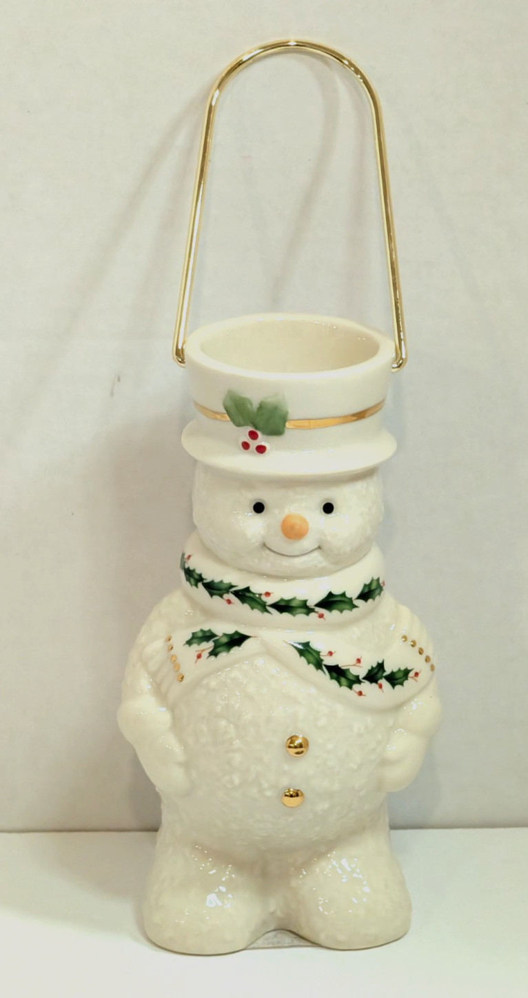 Vintage 1990s Lenox happy holidays snowman votive