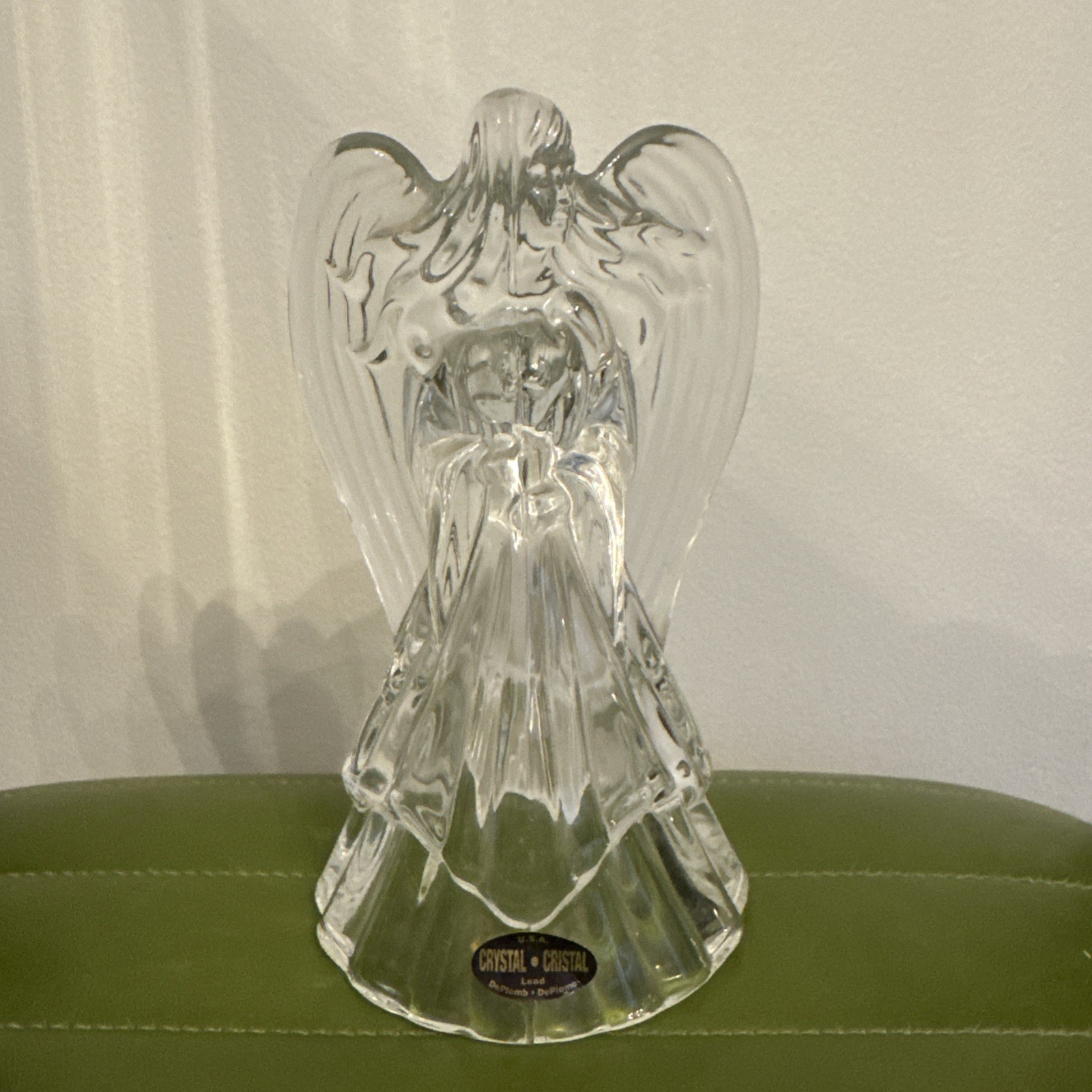 VINTAGE DePlomb Lead Crystal Angel Candle Holder Made in USA Beautiful Angel
