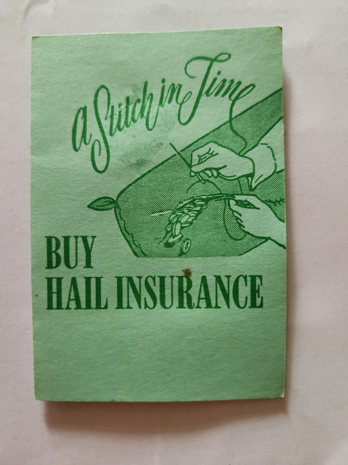 Vintage Rain And Hail Insurance Bureau Advertising Sewing Needle Book Crop Farms