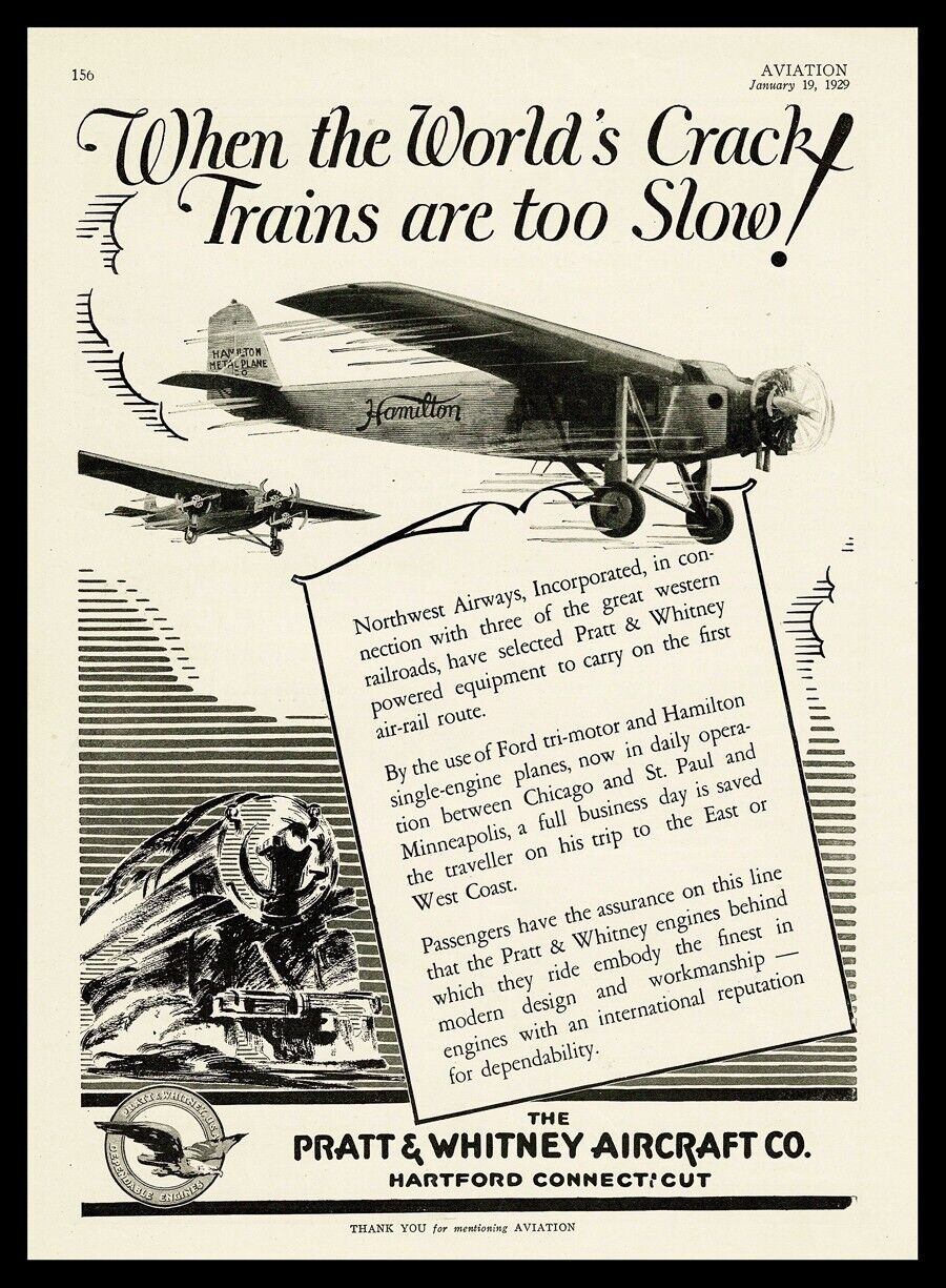 1929 Pratt & Whitney Aircraft Original Magazine Ad