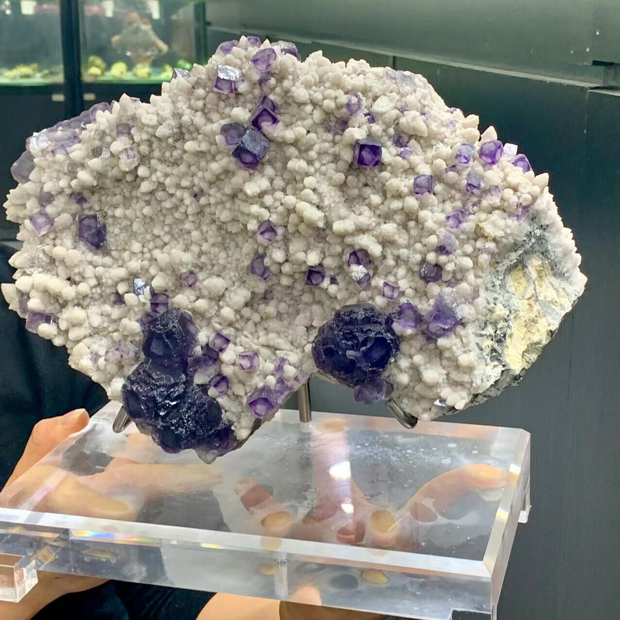 11LB Rare transparent purple cubic fluorite mineral crystal sample/China