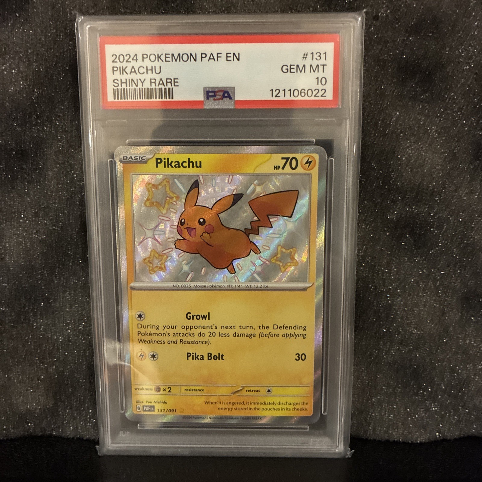 Pikachu Shiny Rare Baby Shiny 2024 Paldean Fates #131 English Gem Mint PSA 10