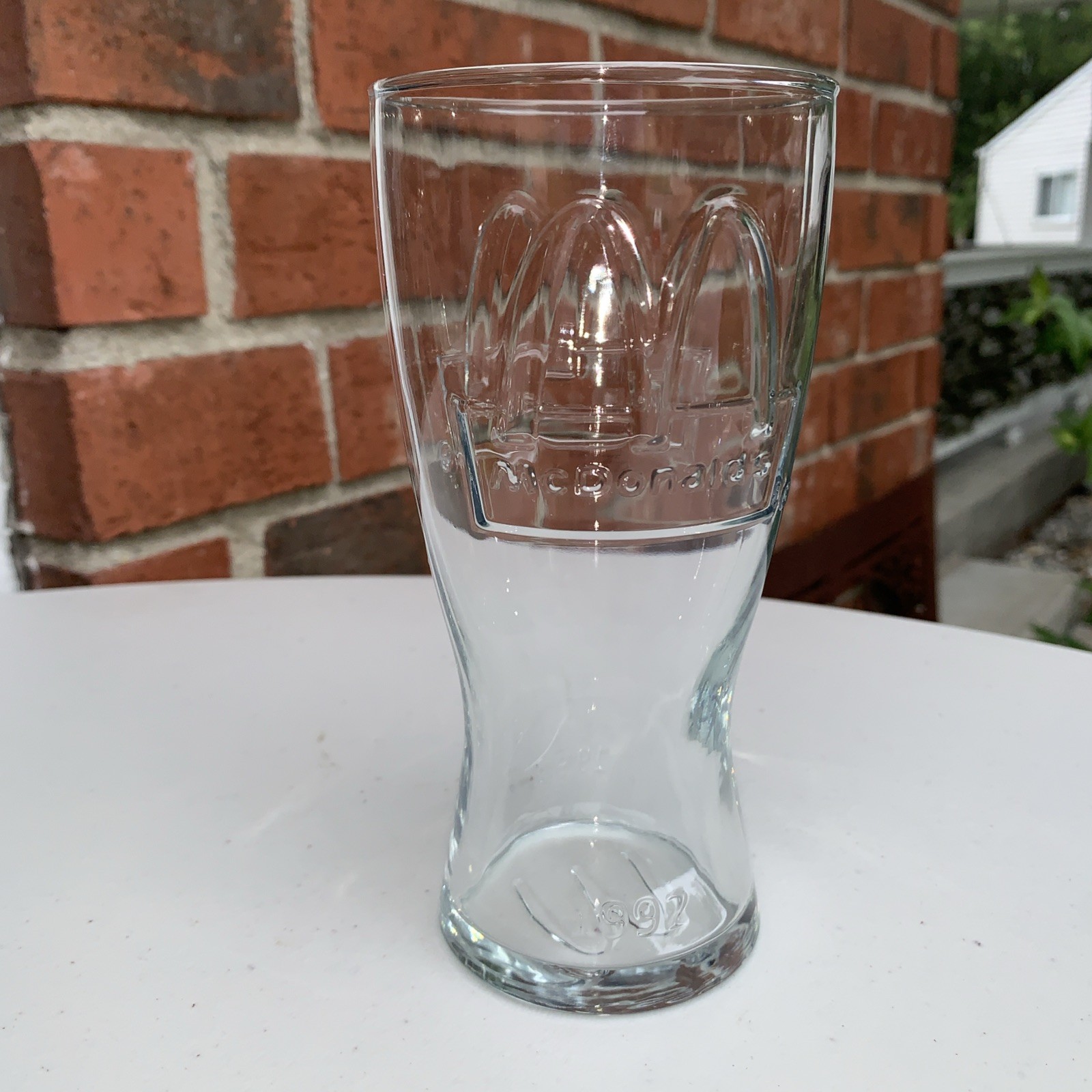 Vintage 1992 McDonald\'s Embossed 16 oz. Clear Soda Drinking Glass