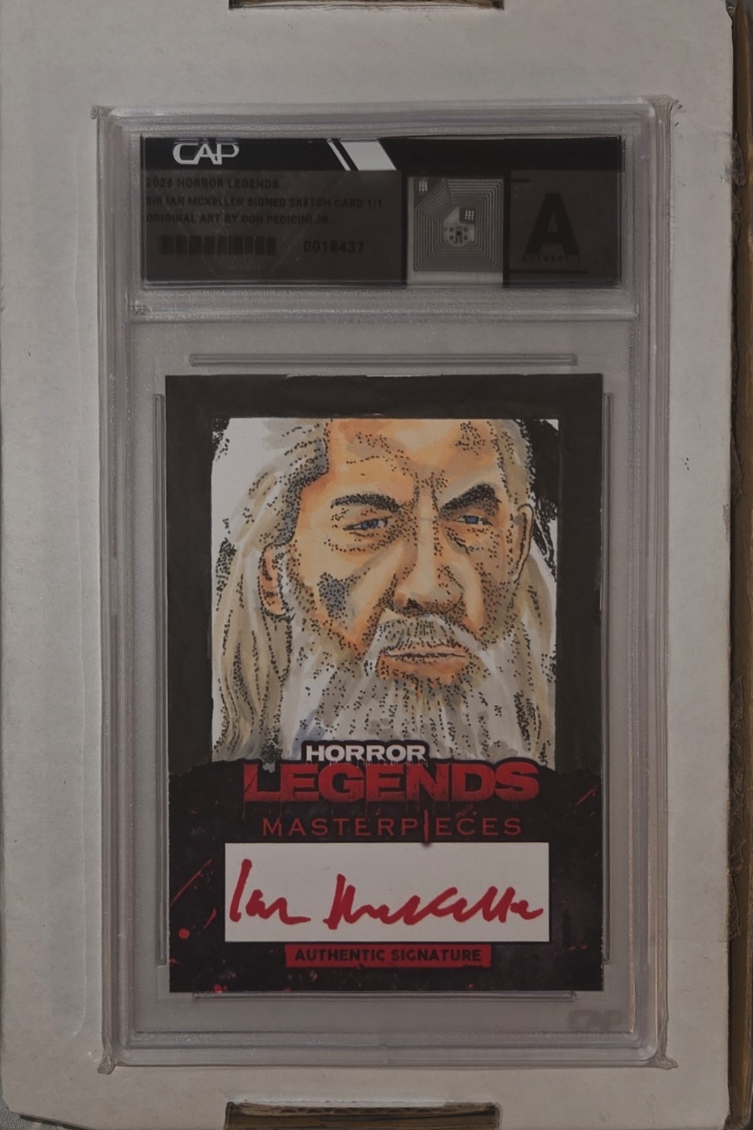 SIR IAN MCKELLEN Signed Movie Horror Legends Masterpieces Sketch Card 1/1 