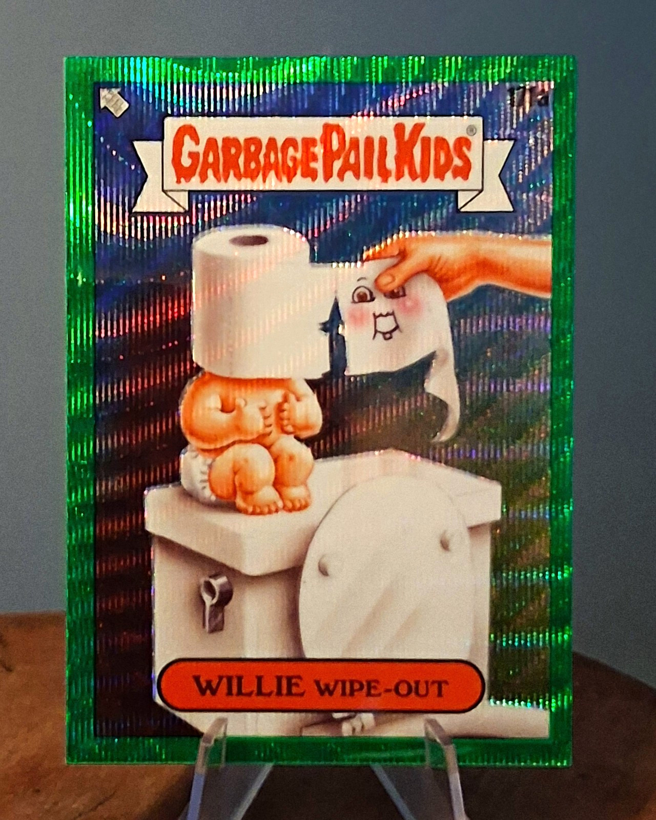2022 Topps Garbage Pail Kids Willie Wipe-Out #11a Green wave #090/299