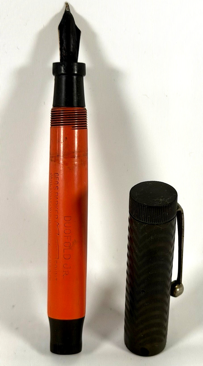 Antique Parker Duofold Fountain Pen Lucky Curve Orange Pat Sep. 5 1916