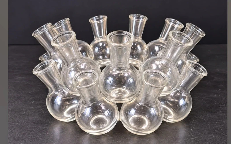 Vintage Clear Glass Plant Propagation Station Stacked Cluster Ring, 18 Bud Vase