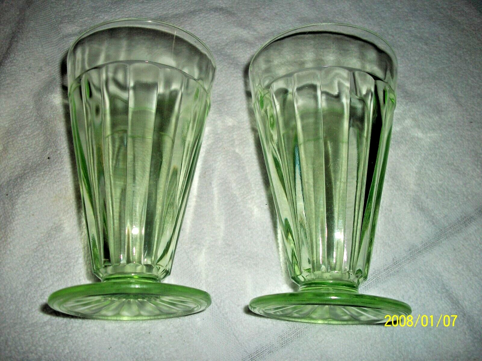 2 VASELINE DEPRESSION GLASS  FOOTED PARFAIT /SODA GLASSES  6\