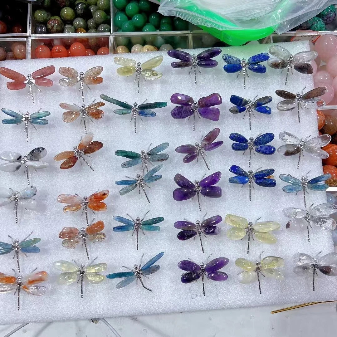 100pc Natural Mixed quartz Reiki Gemstone Dragonfly Crystal Quartz Healing Decor
