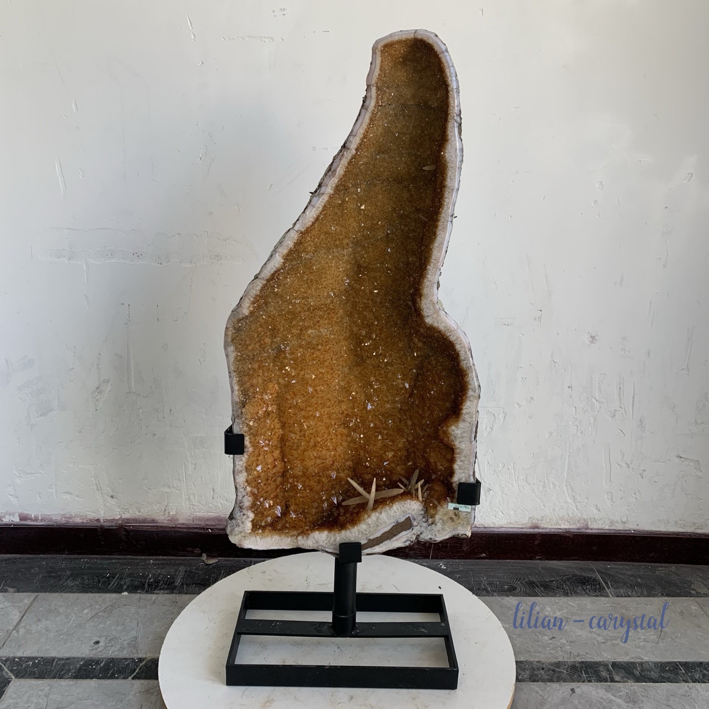 62LB Natural citrine geode quartz cluster crystal Cathedrals specimen Healing