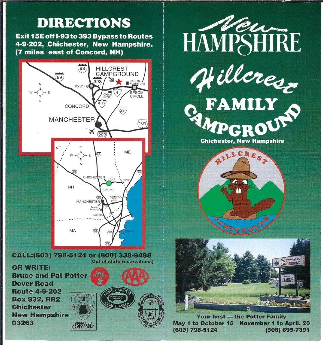 Hillcrest Family Campground Chichester NH 1995 Vintage