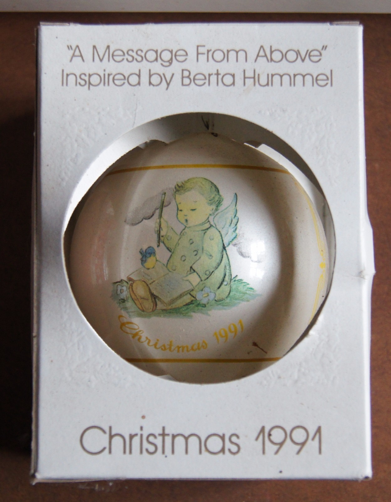 1991 *1st Edition Berta Hummel God's Little Messenger Series Glass Ball Ornament 1991 *1st Edition Berta Hummel God's Little Messenger Series Glass Ball Ornament