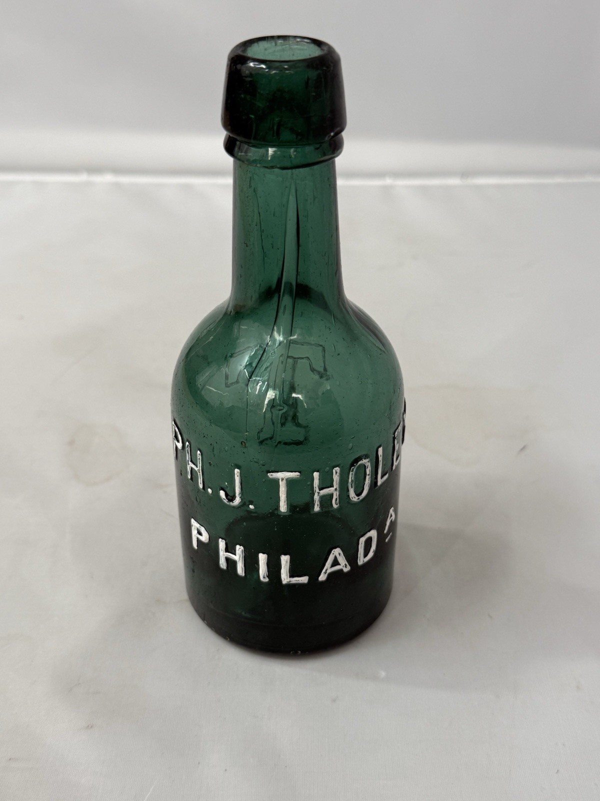 PH. J. THOLEY TEAL BLUE EMERALD SQUAT SODA PORTER ALE- PHILADELPHIA PA ANTIQUE