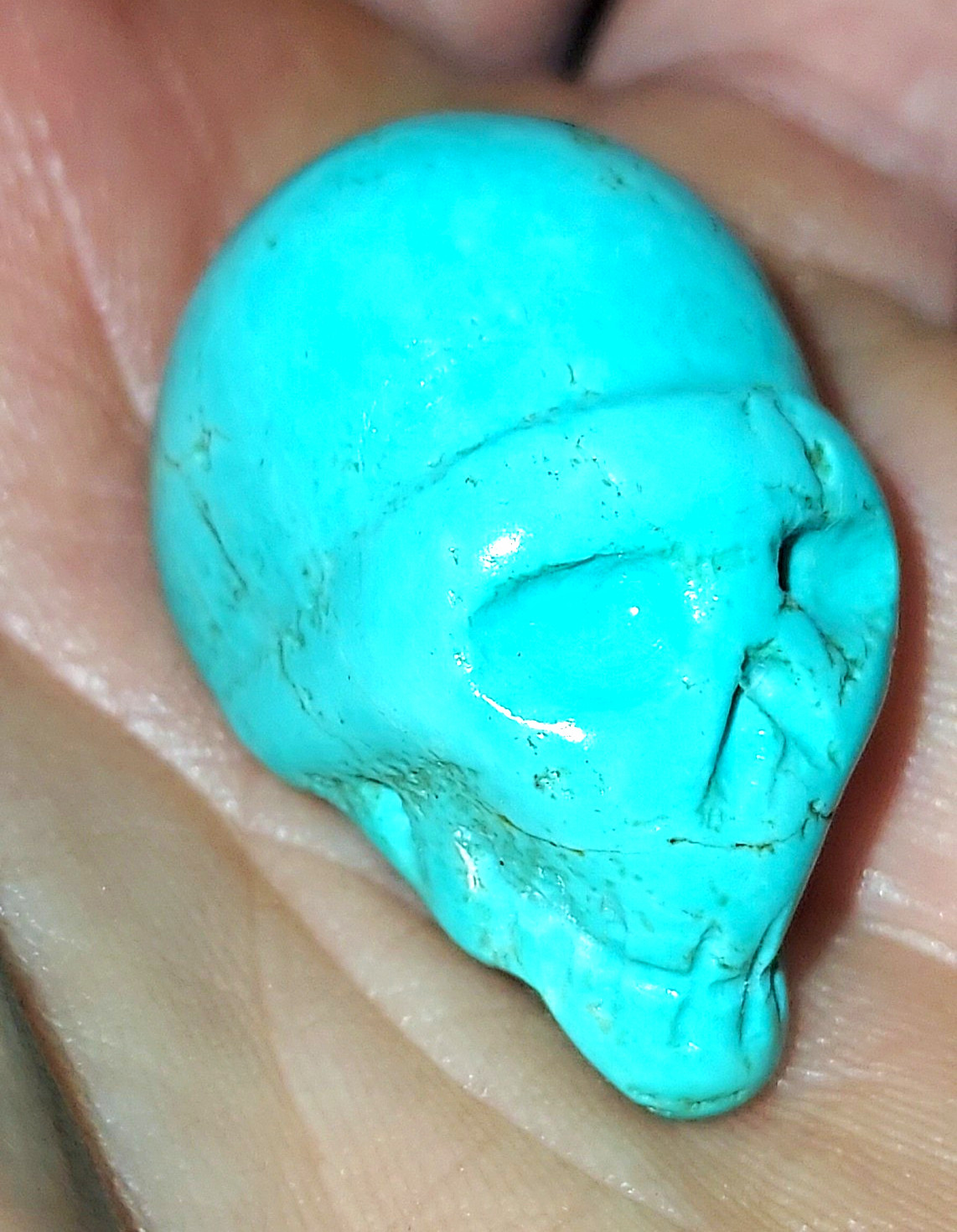 Turquoise Carved Skull Globe,  AZ