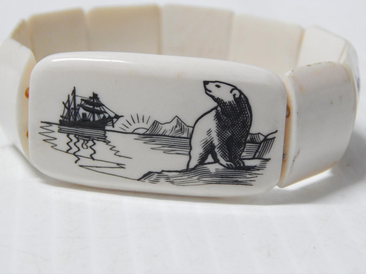 VINTAGE INUIT ELASTIC EXPANDABLE LINK STYLE BRACELET NICE PICTORIALS BUY IT NOW