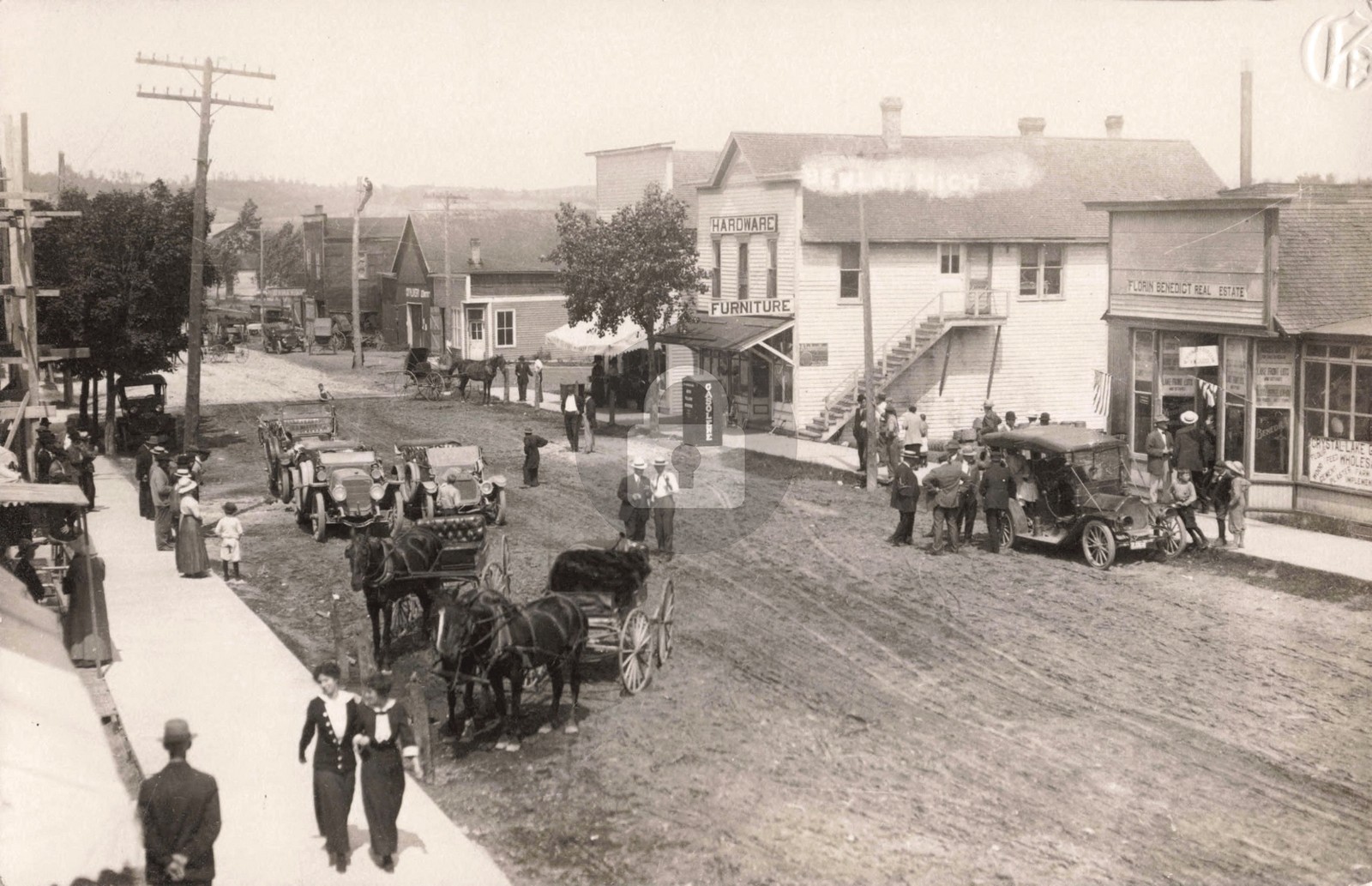 Street View Beulah MI Michigan #2 RPPC Photo Postcard COPY