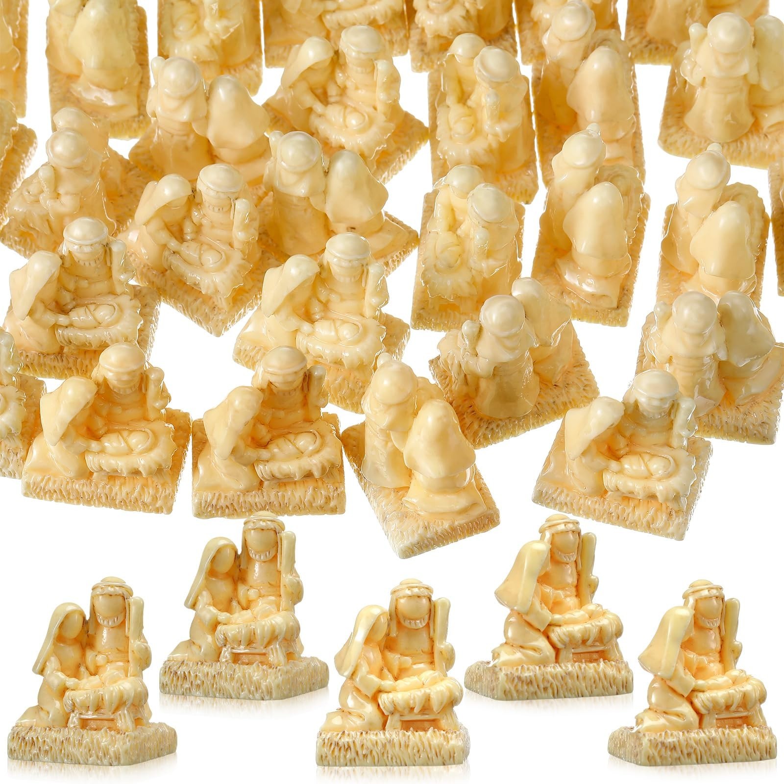 50 Nativity Miniatures - Christmas Resin Figures for Holiday Decor & Crafts
