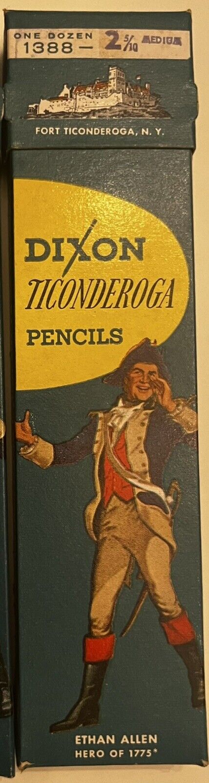 Vintage Dixon Ticonderoga 12 Pencils No 2 5/10 Medium #1388 Ethan Allen USA NOS