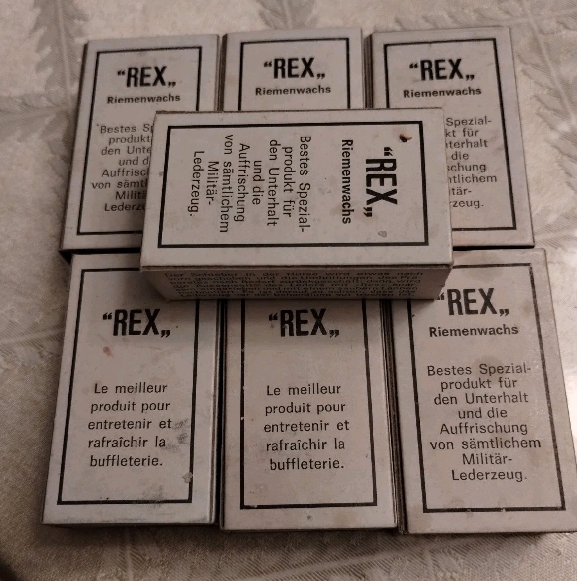 VINTAGE REX RIEMENWACHS GERMAN MILITARY LEATHER WAX LOT OF 7 BOXES NOS