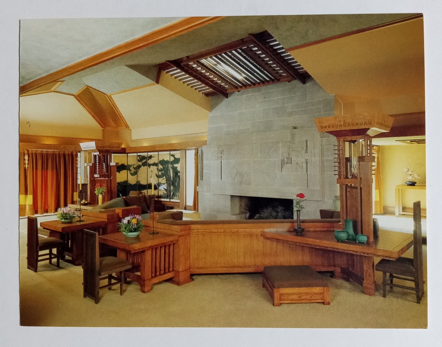 Hollyhock House Living Room Frank Lloyd Wright Los Angeles CA 1991 Postcard