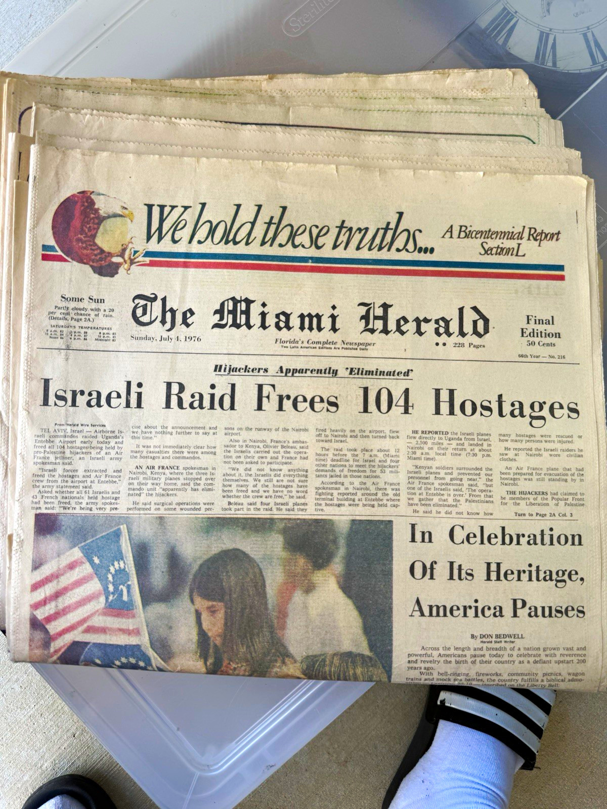 The Miami Herald Final Edition Newspaper Lot July 4, 1976 