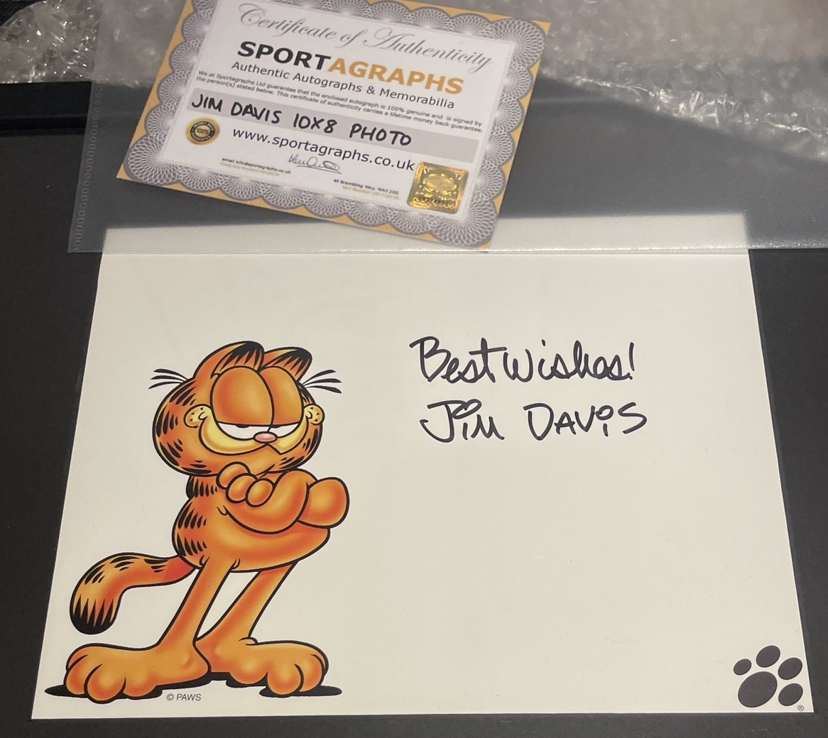 JIM DAVIS Garfield 20x25 Original Autograph COA Sportagraphs Uk Auto Signature