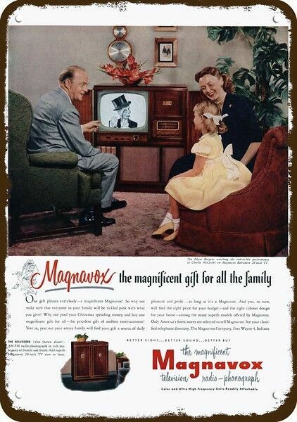 1951 MAGNAVOX TV Vintage Look REPLICA METAL SIGN - VENTRILOQUIST EDGAR BERGEN