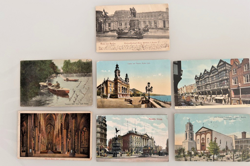 Vtg Postcard Lot (7) Int\'l Europe Mexico London Berlin Monte Carlo Cologne