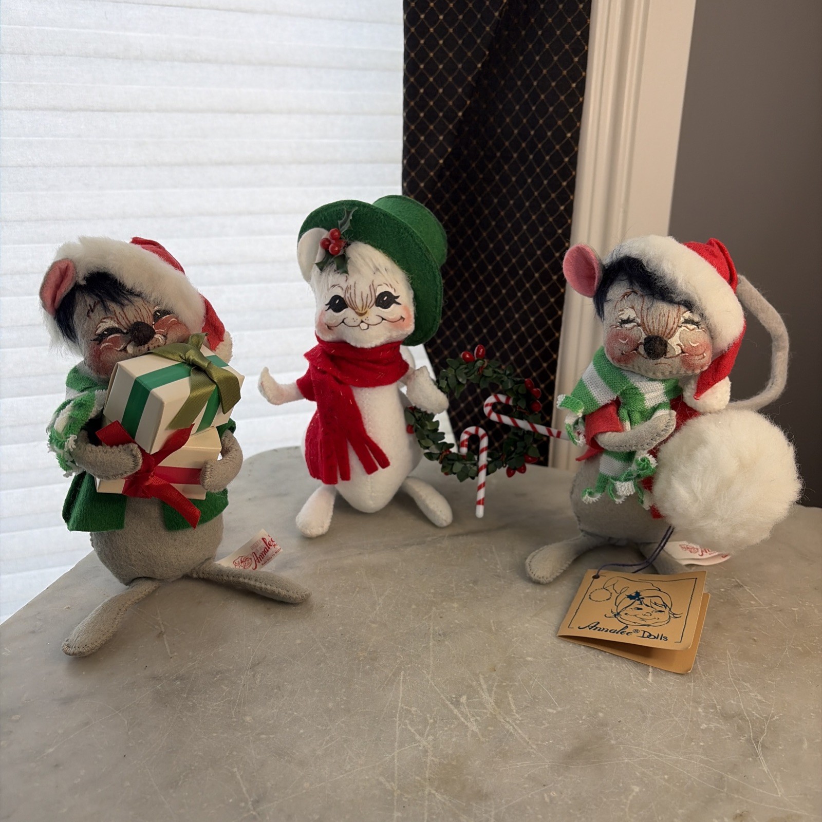 Annalee 3 Merry Mice 1965 A.L Thorndike,New H. w /Tag.Holiday Decor Flexible