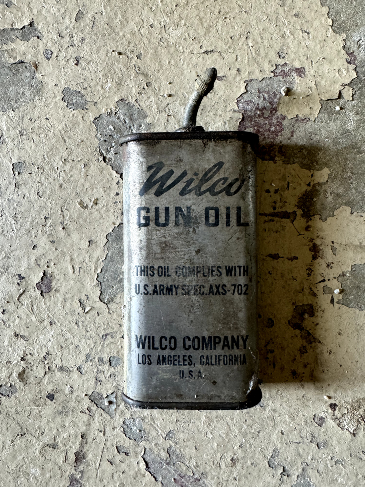 Vintage Wilco Gun Oil Can Wilco US Army Specs Company Los Angeles, CA