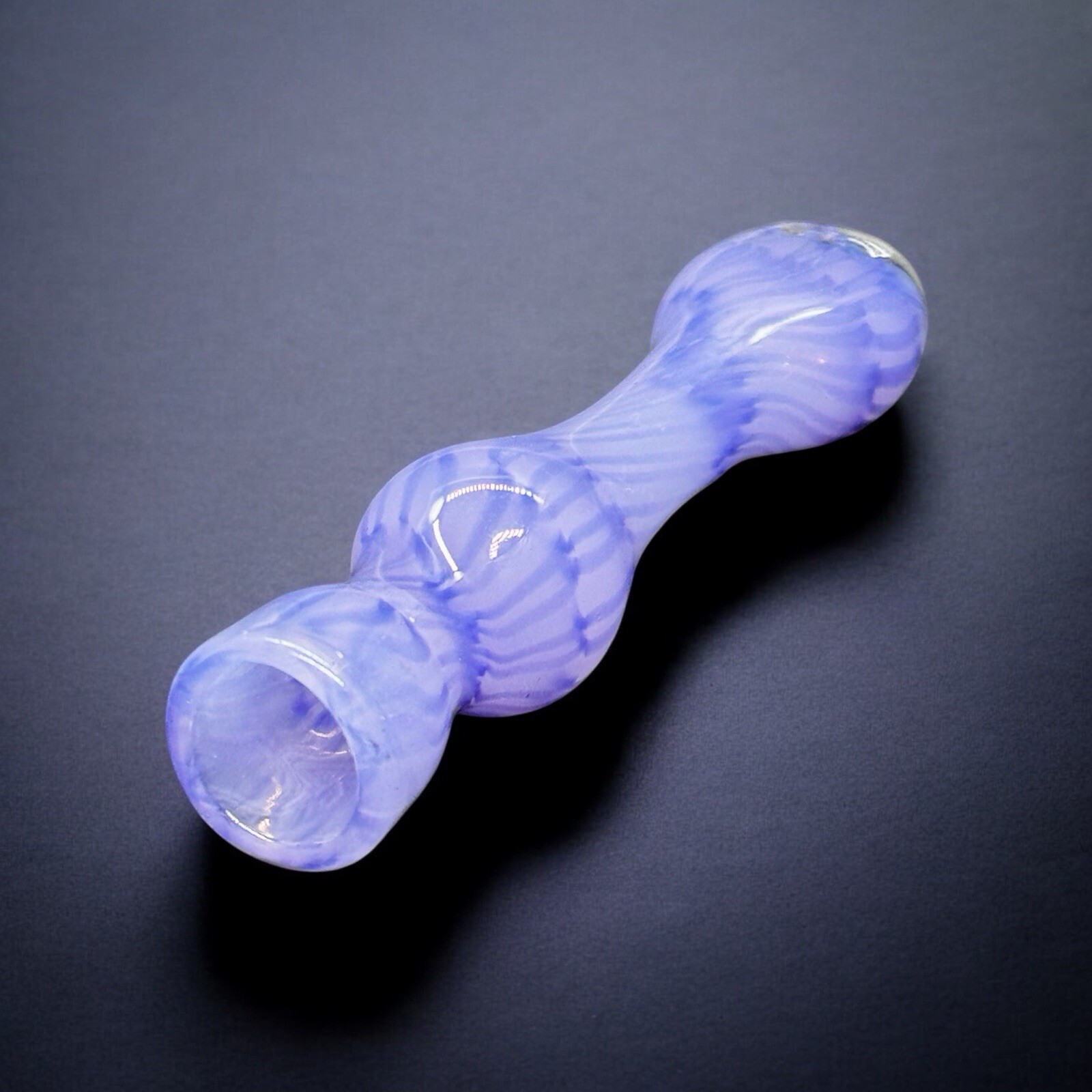 Lavender Violet Swirl Hand Blown Glass Chillum Pipe 3.5” - 3.8” | Made In USA