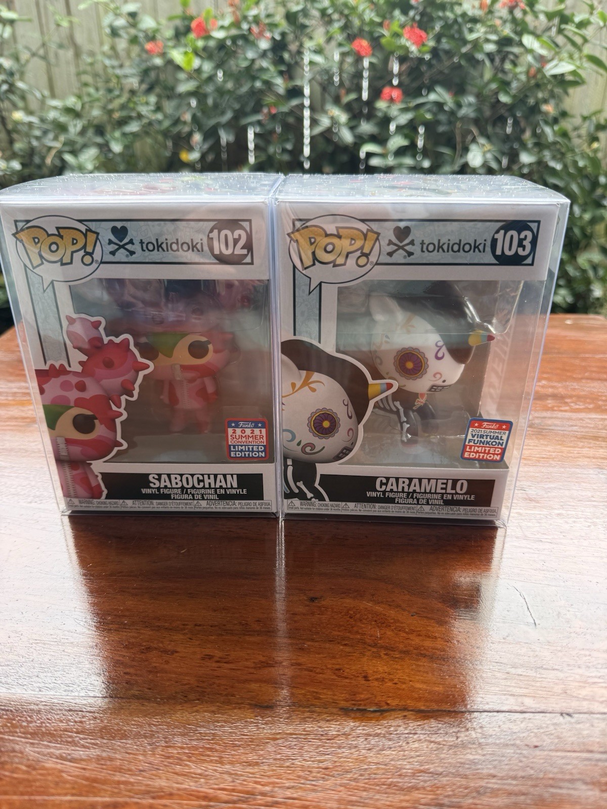 Funko Pop tokidoki Sabochan #102 & Caramelo #103 FunKon LE 2-Pack + vinyl prot.