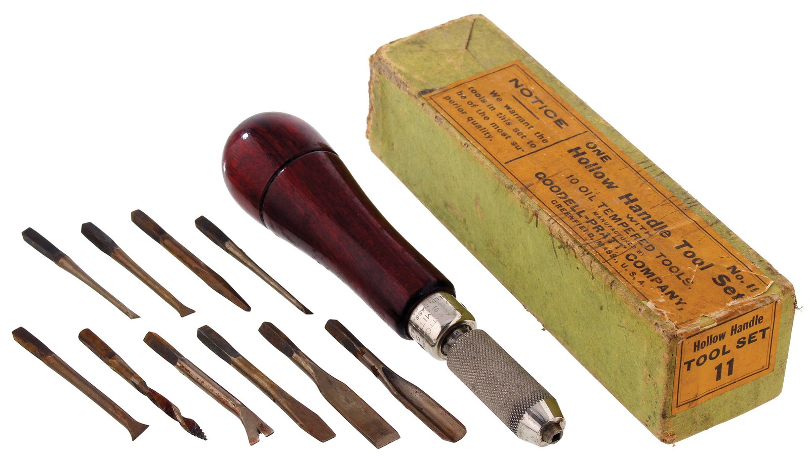 Goodell-Pratt No. 11 Hollow Handle Tool Set - Unused in Originlal Box