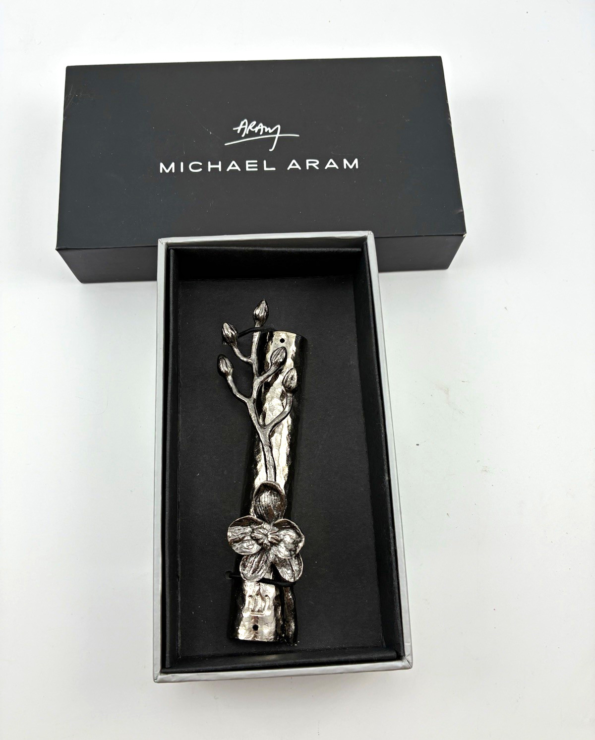 Michael Aram Black Orchid Mezuzah Dark Nickelplate Open Box NIB 111808 Judaica Michael Aram Black Orchid Mezuzah Dark Nickelplate Open Box NIB 111808 Judaica