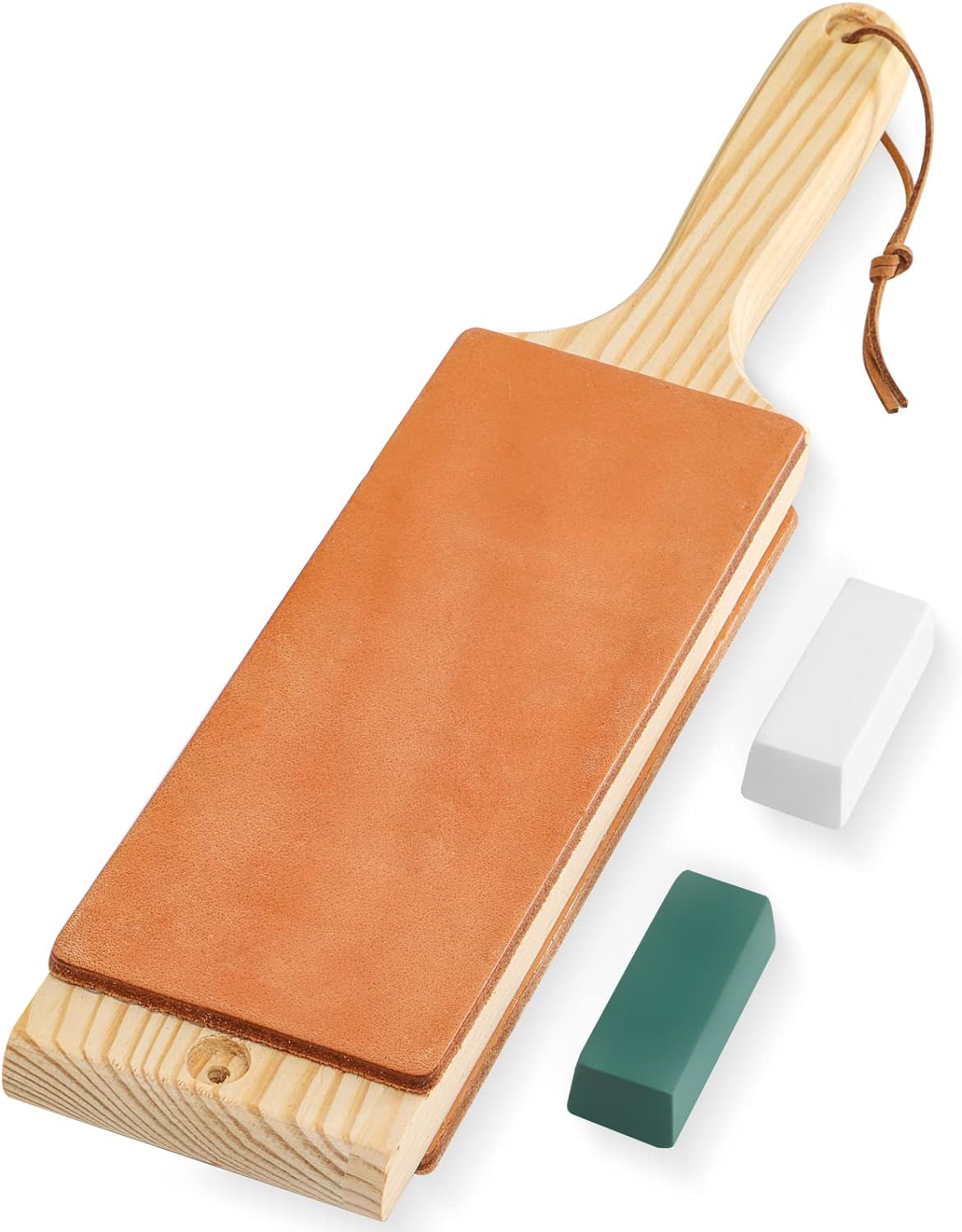 Double Sided Leather Strop Kit(14.3 X 3 Knife Stropping Leather)With Ergonomic