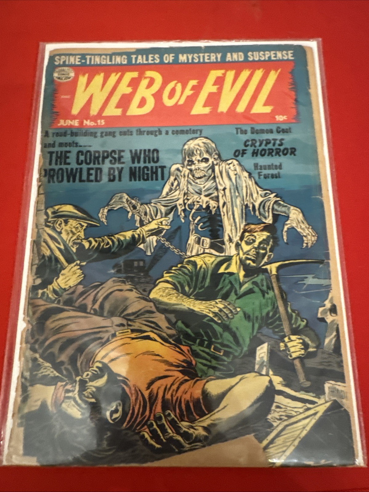 Web of Evil #15 1954 Quality Pre-Code Horror Corpse Zombie Cover Golden Age