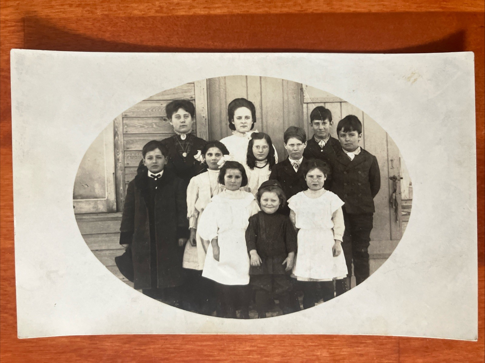 Kids Outside School 1909 RPPC Real Photo Postcard Stetsonville Wisconsin