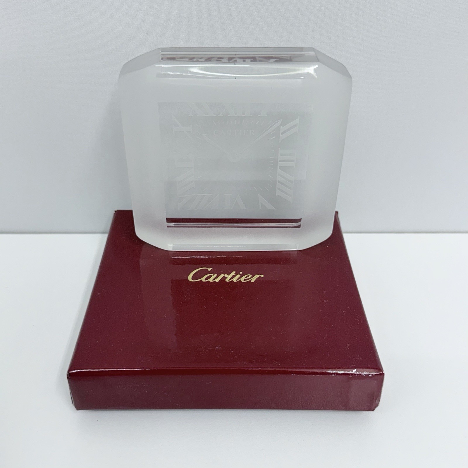 Cartier Crystal Clock Paperweight Never Used Comes with Cartier Box