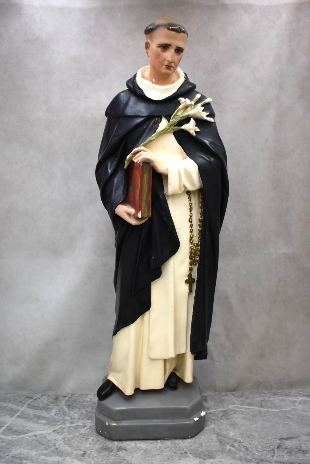 Vintage Older Plaster Statue of St. Dominic, 25