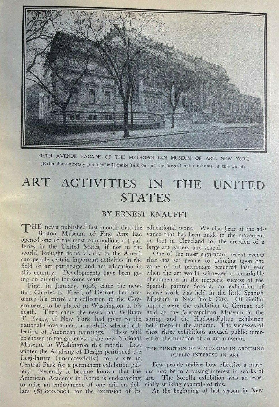 1910 Art Museums and Schools in the United States illustrated