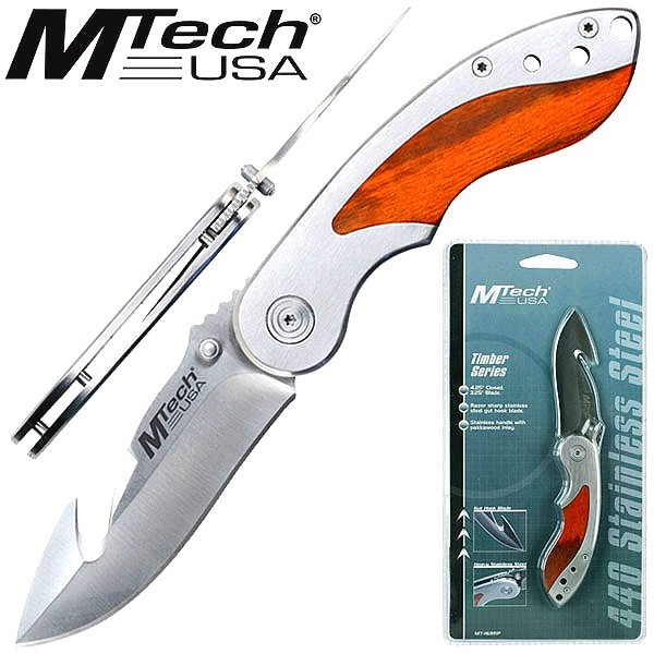 MTECH USA Gut-Hook TIMBER SERIES Folder CLAM PACK Folding Knife XMAS GIFT GIVING