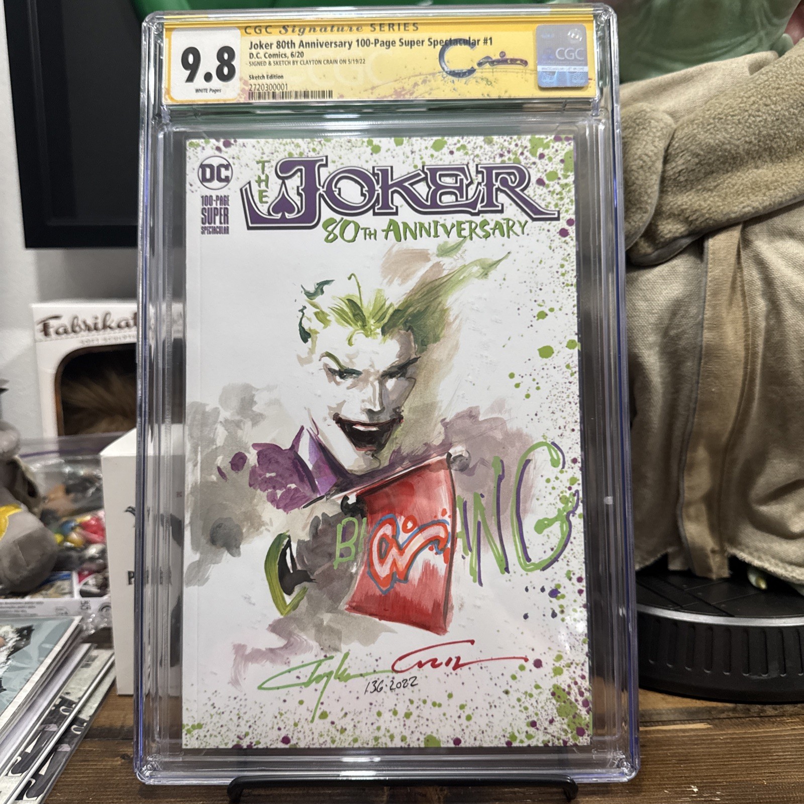 Joker 80th Anniversary #1 9.8 CGC Signed/Sketch by Clayton Crain 