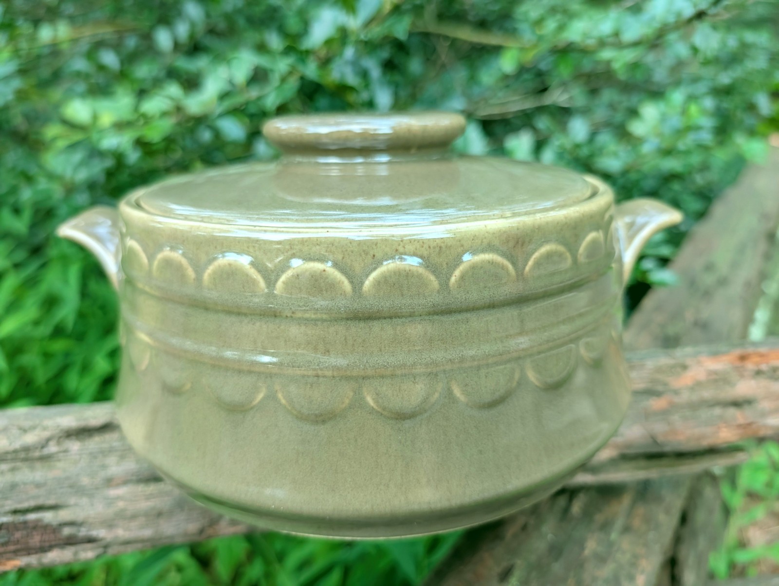 Vtg Homer Laughlin Sheffield Granada Green Covered Casserole Serving Bowl MCM