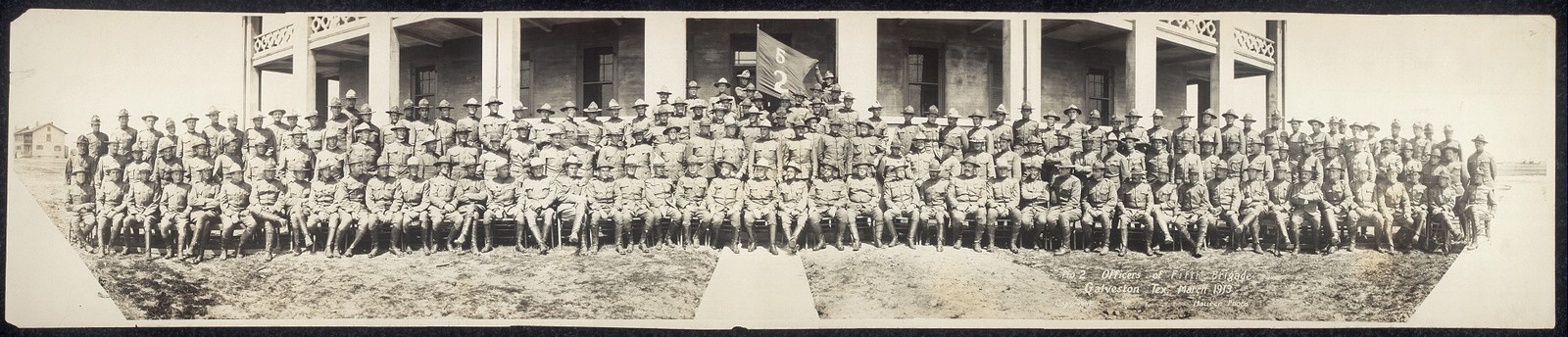 Galveston Texas 1913 Officers of Fifth Brigade Panoramic Group Portrait