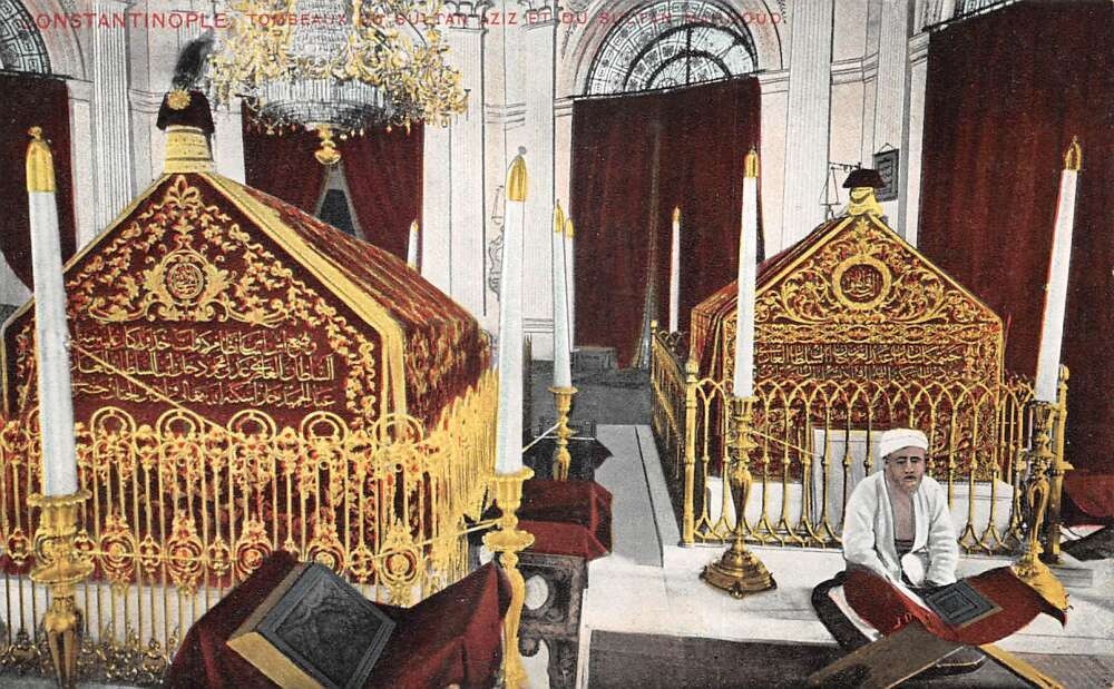 Constantinople Turkey Tomb of the Sultan Interior View Vintage Postcard AA117060