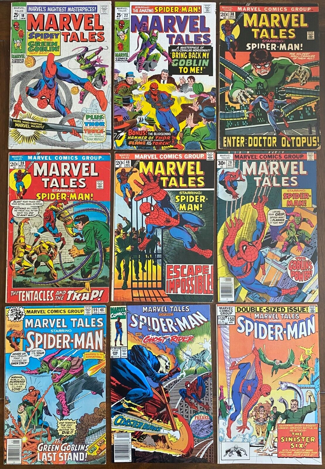 MARVEL TALES Lot of 9 Comic Books 1969-1993 Spider-Man Ghost Rider Green Goblin