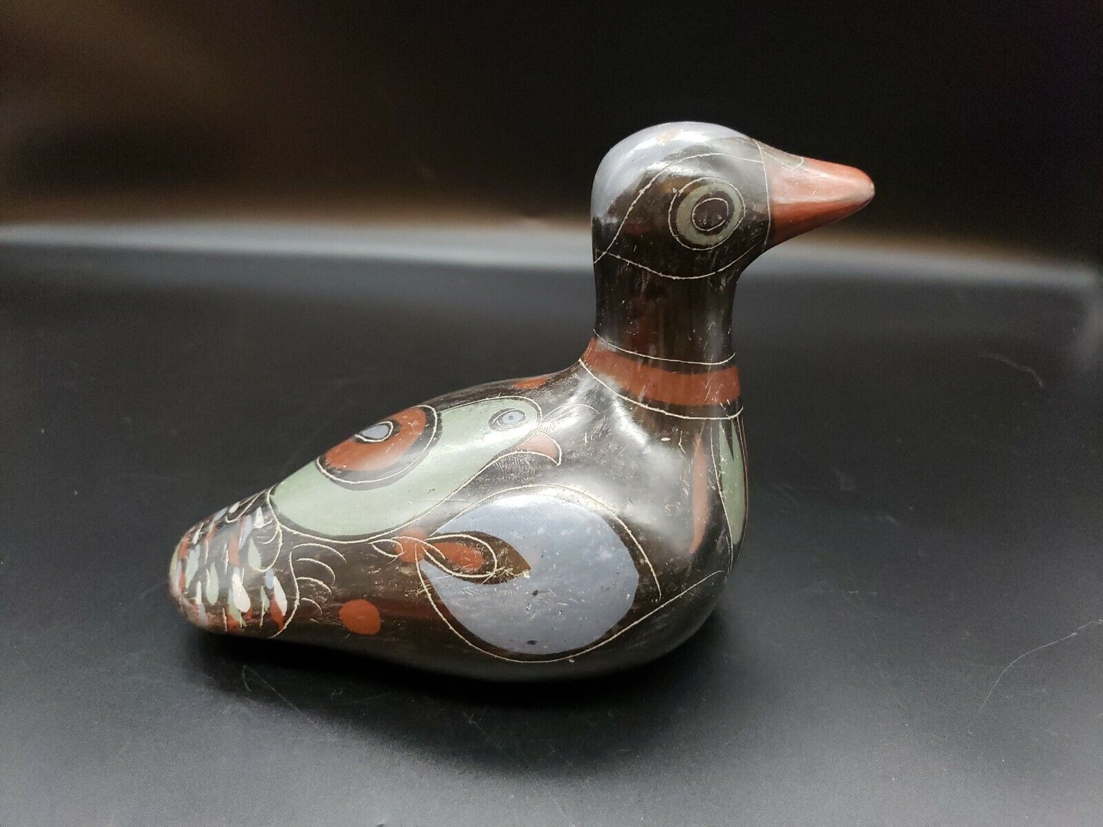 Vintage Ceramic Duck Mexico? Hand Painted/Made Folk Art Collectible