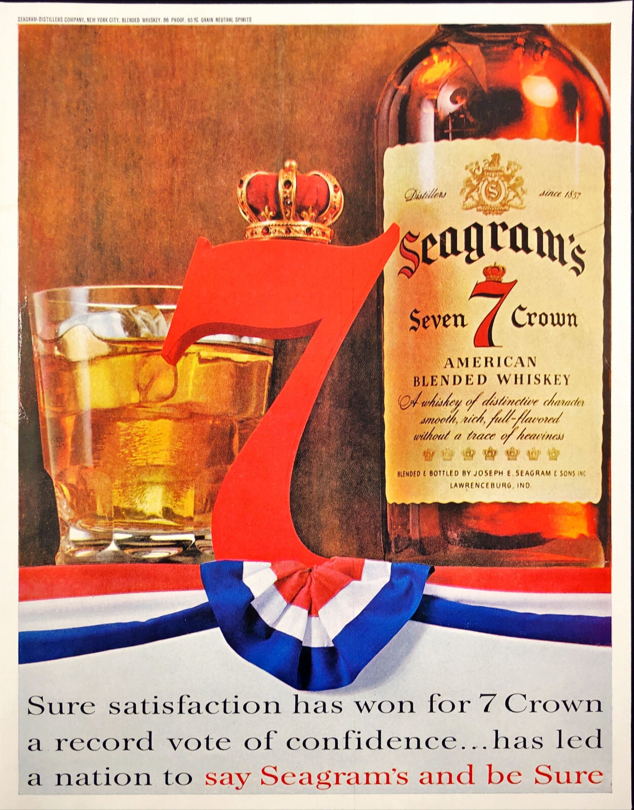 1960 Vintage Paper Advertisement Seagram\'s 7 Crown