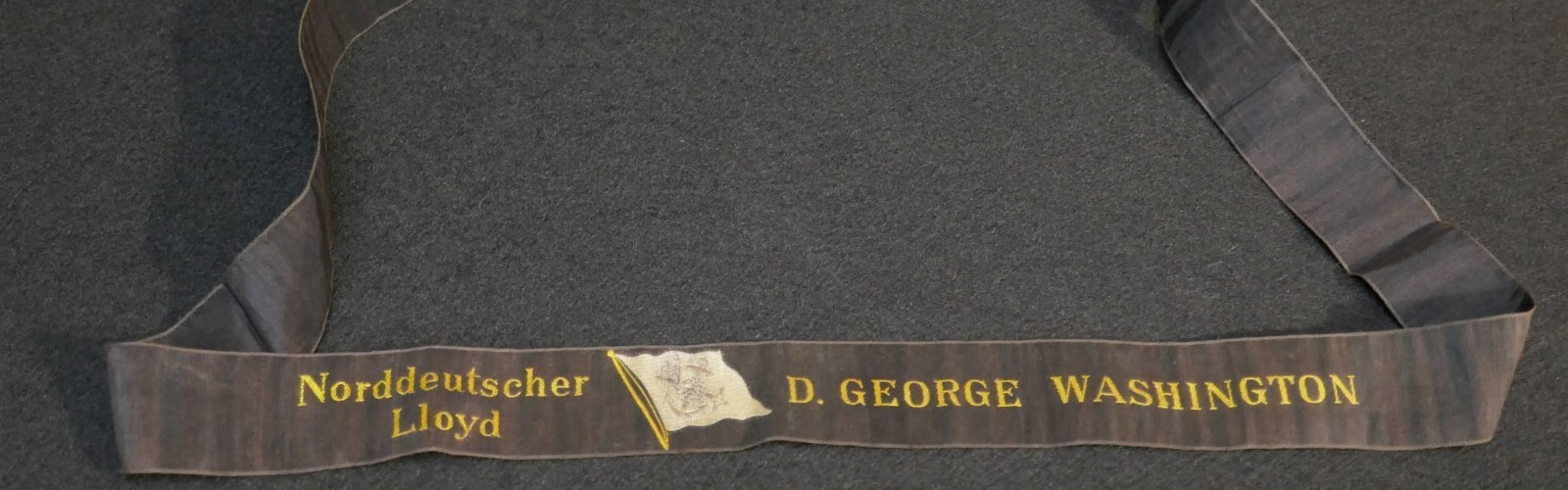 Original WW1 German Nordd Lloyd D George Washington Cap Tally Bremen Line